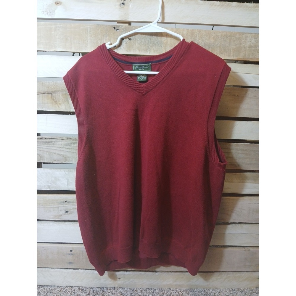 Men's Eddie Bauer PimaCotton Red Vest V-Neck L!!